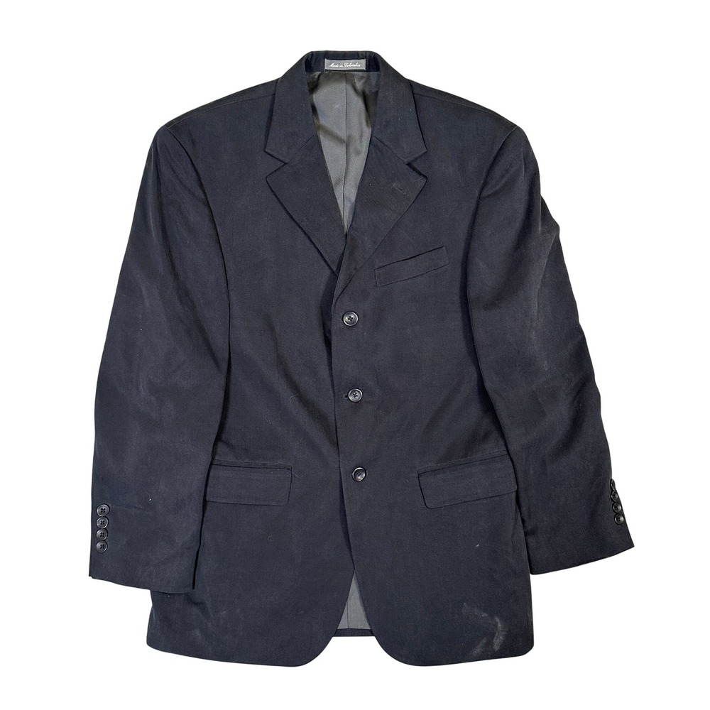 Oscar De La Renta Mens Black Three Button Blazer Jacket Made in Colombia 38S
